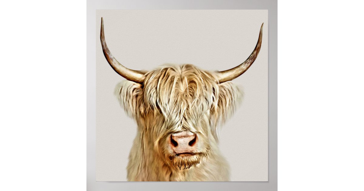 Floral Highlander Cow Tapestry - Scottish Highlander Poster