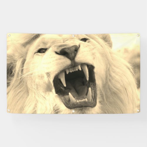 ALBINO LION BANNER WITH GROMMETS