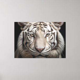 Albino Majesty White Tiger Realism Digital Art Canvas Print