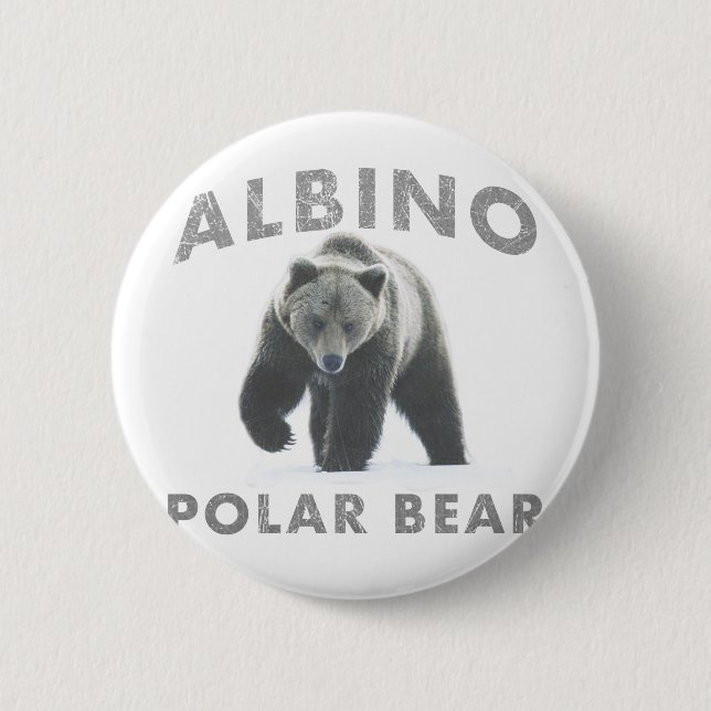albino polar bear pinback button (Front)