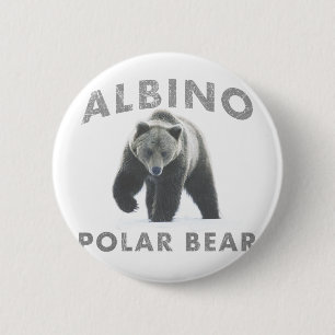albino polar bear pinback button