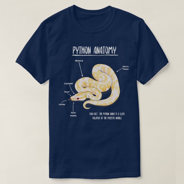 Albino Python anatomy  T-Shirt (Design Front)