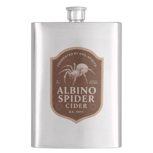 Albino Spider Halloween Party Vintage Flask (Front)