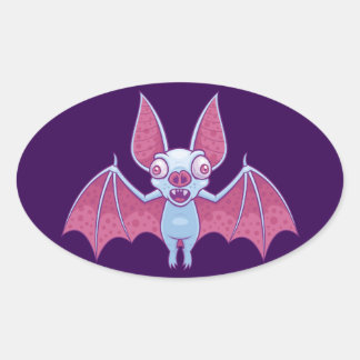 Albino Vampire Bat Oval Sticker