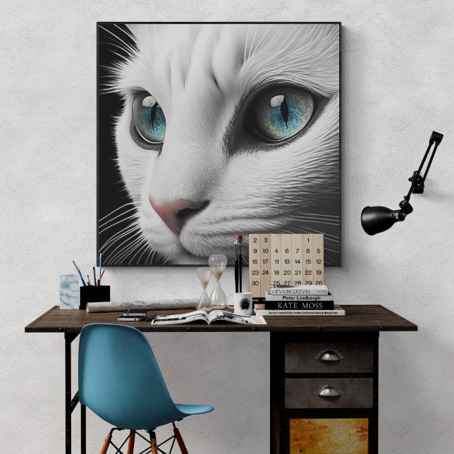 Albino White Cat Face Jewel Eyes Poster (Creator Uploaded)