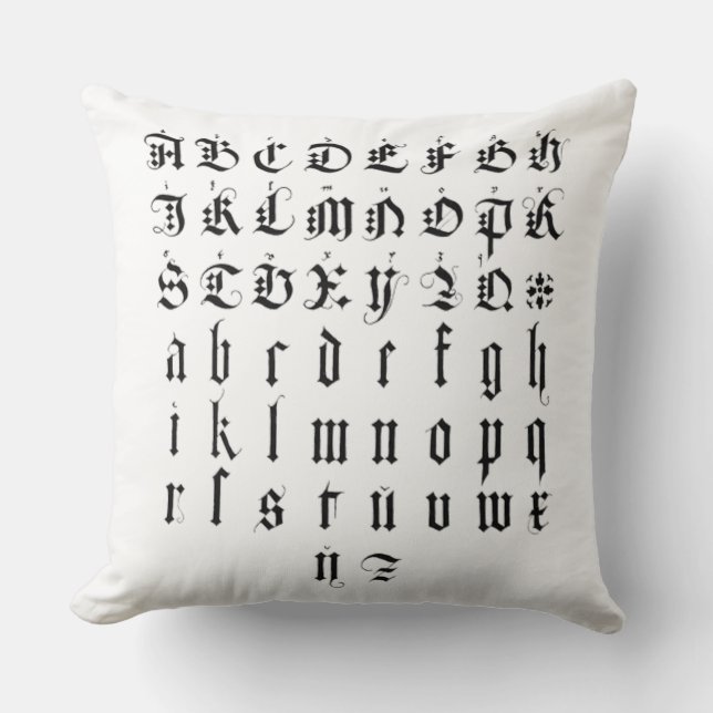Albrecht Durer Alphabet Throw Pillow (Front)