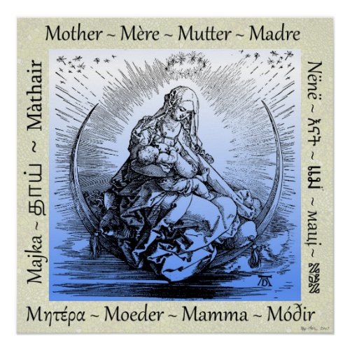 Albrecht Drer Mother  Child on Crescent Moon Poster