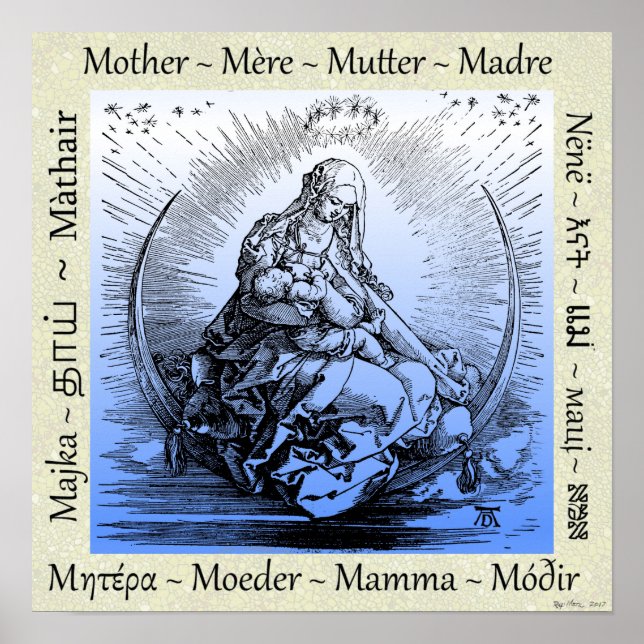 Albrecht Dürer Mother & Child on Crescent Moon Poster (Front)