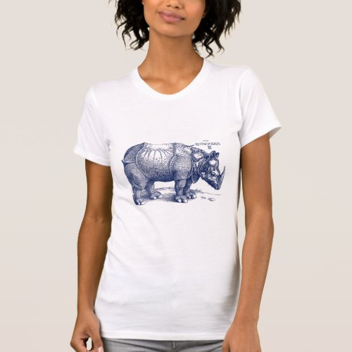 Albrecht Durer Renaissance Rhinoceros Navy Blue T_Shirt