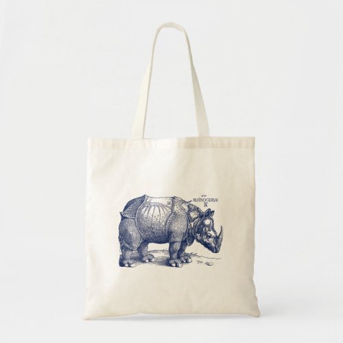 Albrecht Durer Renaissance Rhinoceros Navy Blue Tote Bag