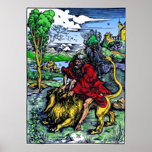 Albrecht Drer Samson Killing the Lion 1498 Poster