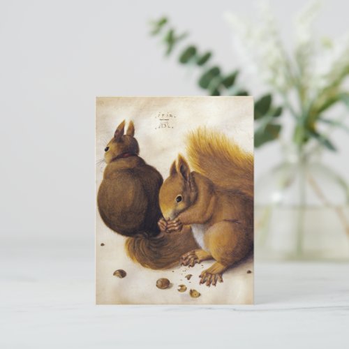 Albrecht Drer Two Squirrels _ Fine Art Autumn Postcard