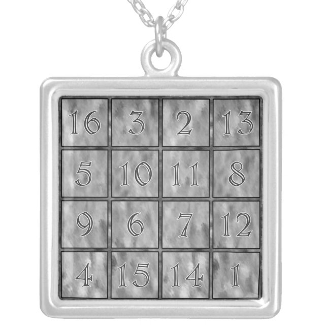 Albrecht Dürer's Magic Square Silver Plated Necklace (Front)
