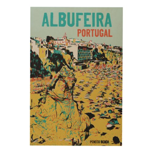 Albufeira Algarve Portugal vintage travel Wood Wall Art