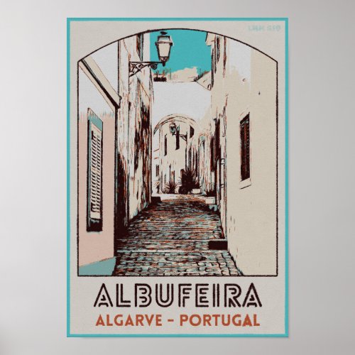 Albufeira city Algarve Portugal vintage travel Poster