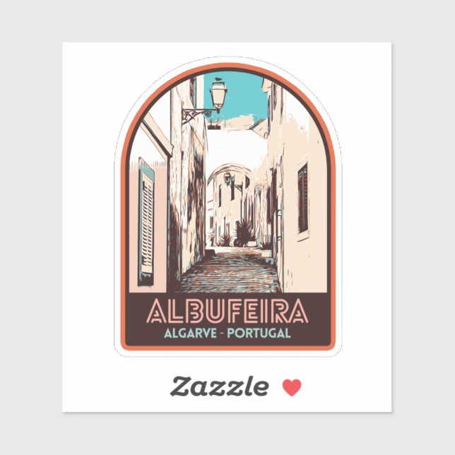 Albufeira old town illustration Algarve Portugal Sticker (Sheet)