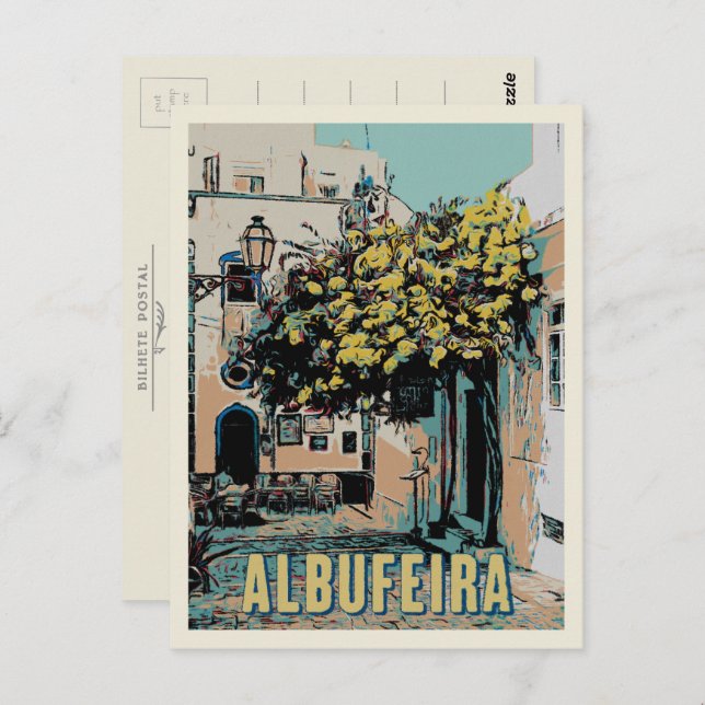 Albufeira Old Town Pictureque View, Algarve Postcard (Front/Back)