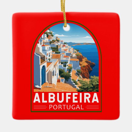 Albufeira Portugal Travel Art Vintage Ceramic Ornament