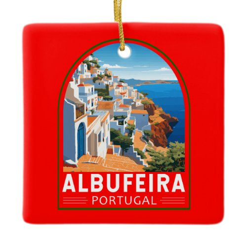 Albufeira Portugal Travel Art Vintage Ceramic Ornament
