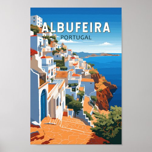 Albufeira Portugal Travel Art Vintage Poster