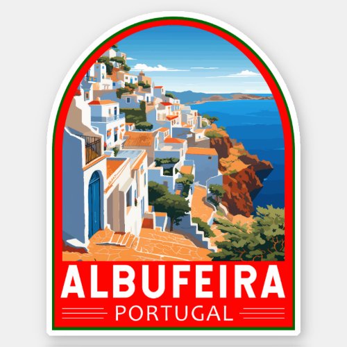 Albufeira Portugal Travel Art Vintage Sticker
