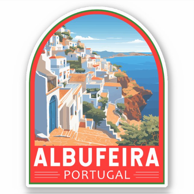 Albufeira Portugal Travel Art Vintage Sticker (Front)