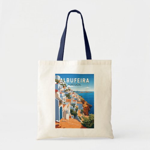 Albufeira Portugal Travel Art Vintage Tote Bag