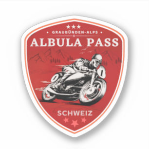 Albula pass swiss–alps motorcycle tour sticker