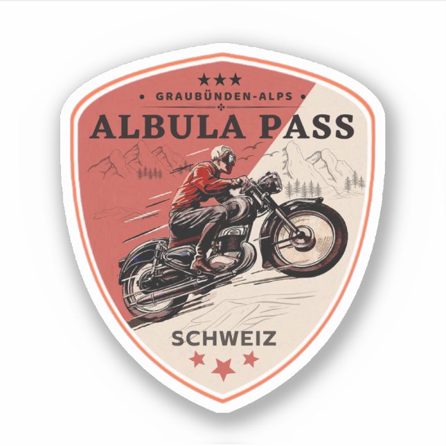 Albula pass swiss–alps motorcycle tour sticker (Front)