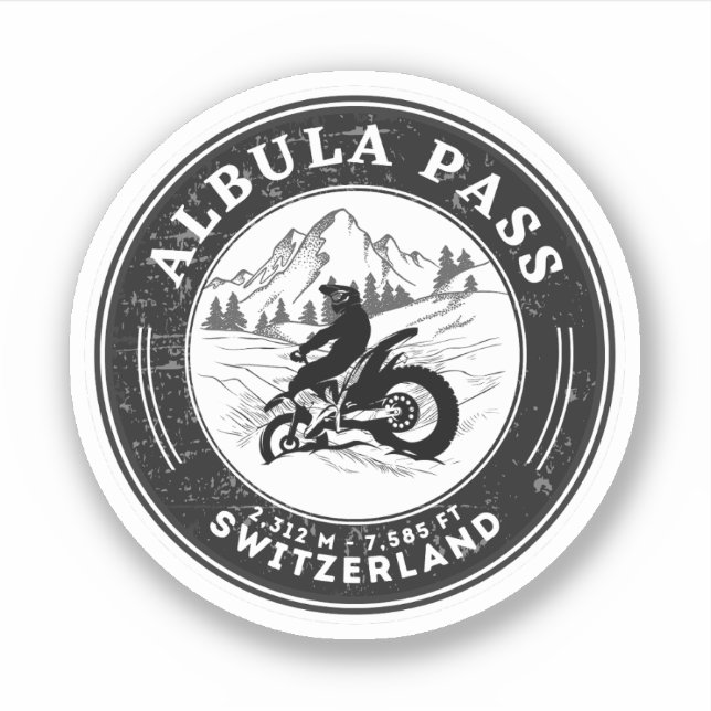 Albula pass swiss–alps motorcycle tour sticker (Front)