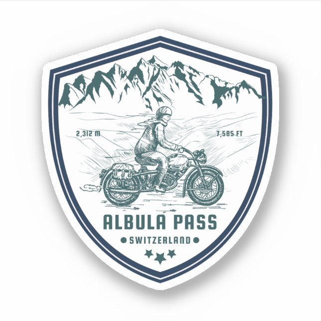 Albula pass swiss–alps motorcycle tour x  sticker (Front)