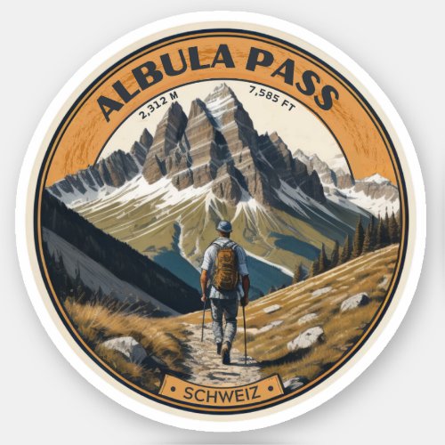 Albula pass swiss alps mountains hike sticker