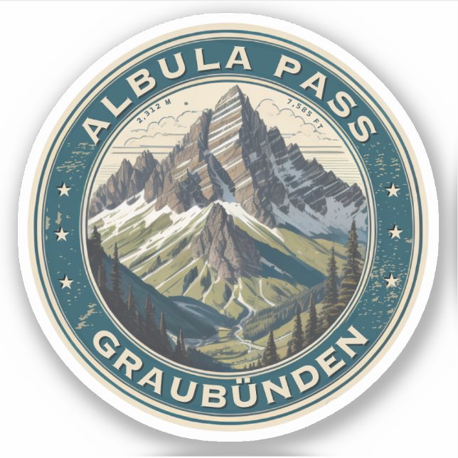 Albula pass swiss alps mountains sticker (Front)