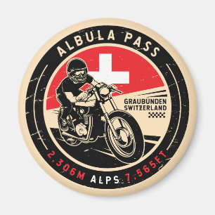 Albula Pass Switzerland Motorcycle Magnet