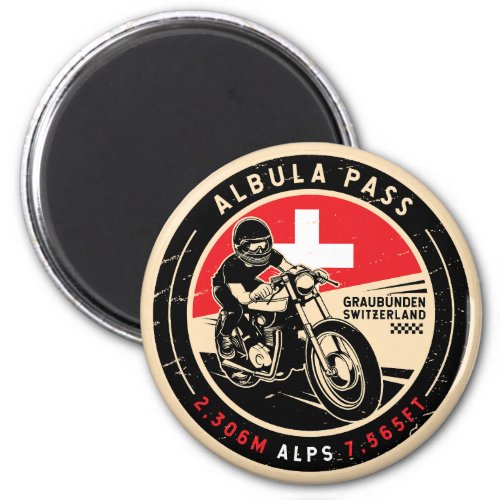 Albula Pass  Switzerland  Motorcycle Magnet