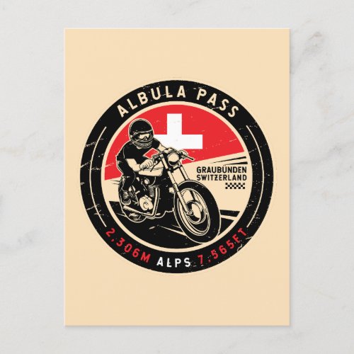 Albula Pass  Switzerland  Motorcycle Postcard