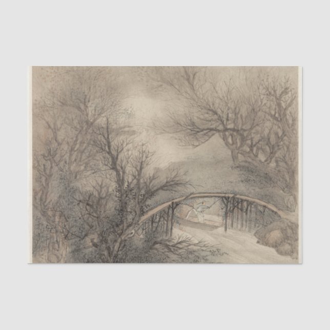 Album of Landscapes Leaf 1 by Wang Gai Tissue Paper (Front)