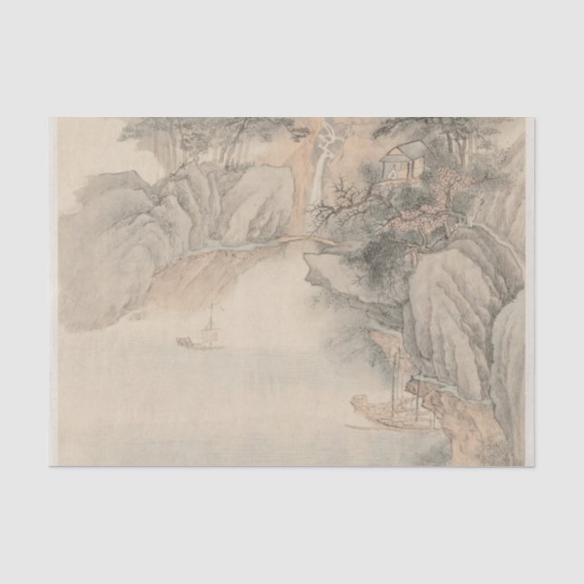 Album of Landscapes Leaf 4 by Wang Gai Tissue Paper (Front)