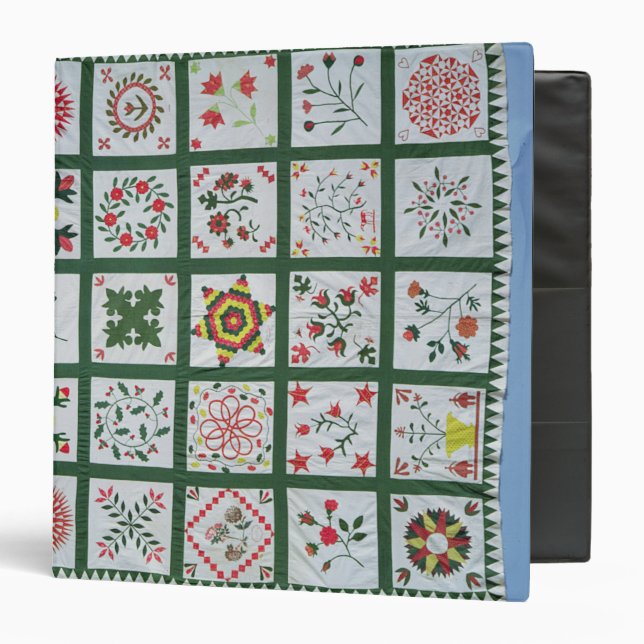 Album quilt with season flowers, 1844 binder (Front/Inside)