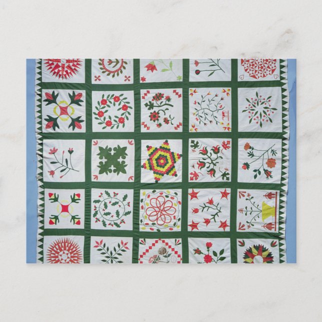 Album quilt with season flowers, 1844 postcard (Front)