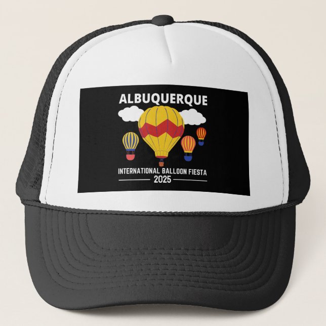 Albuquerque Balloon Fiesta 2025 T-Shirt Trucker Hat (Front)