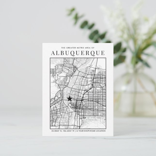 Albuquerque City Map + Location Marker Postcard (Standing Front)