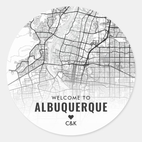 Albuquerque City Map  Wedding Welcome Classic Round Sticker