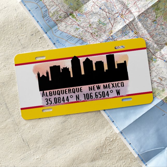 Albuquerque City Skyline License Plate (In Situ)