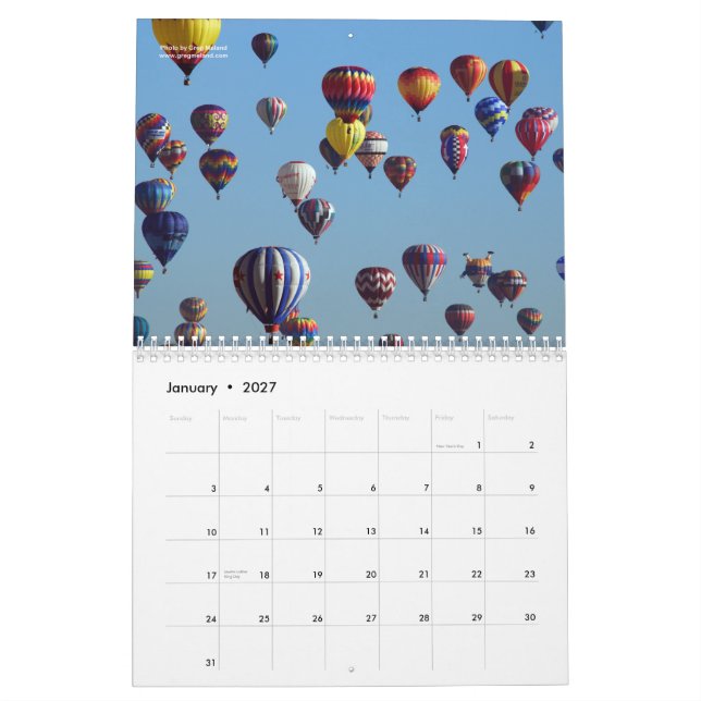Albuquerque Fall Colors Calendar (Jan 2027)