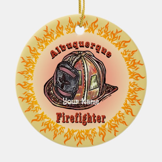 Albuquerque Firefighter Ceramic Ornament (Front)