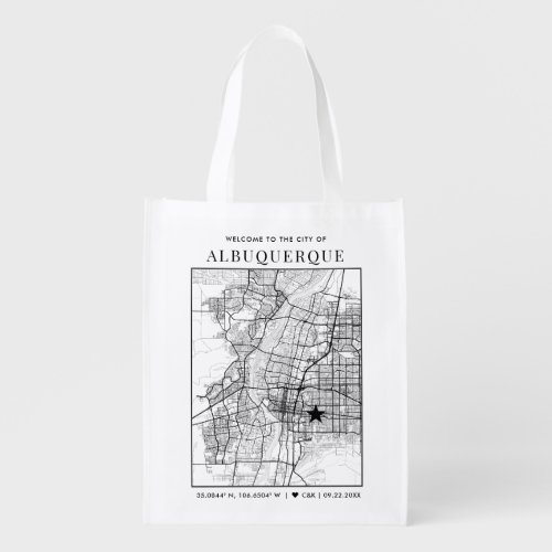 Albuquerque Love Locator  Map Themed Welcome Grocery Bag