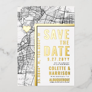 Albuquerque Love Locator Wedding Save the Date Foil Invitation