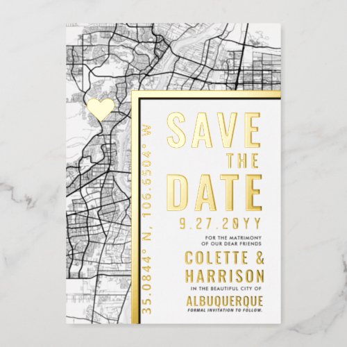Albuquerque Love Locator  Wedding Save the Date Foil Invitation