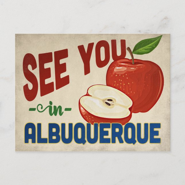 Albuquerque New Mexico Apple - Vintage Travel Postcard (Front)